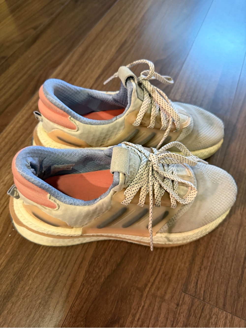 Adidas Xlr Boost Light Gray & Peach Athletic Sneakers